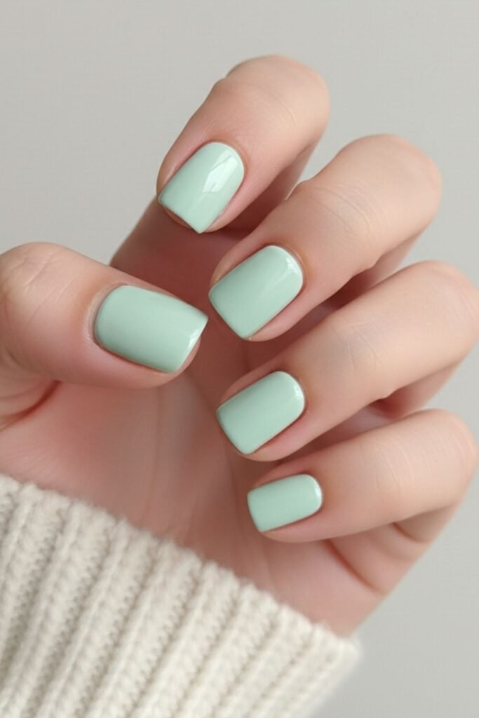 Mint Green Short Nails