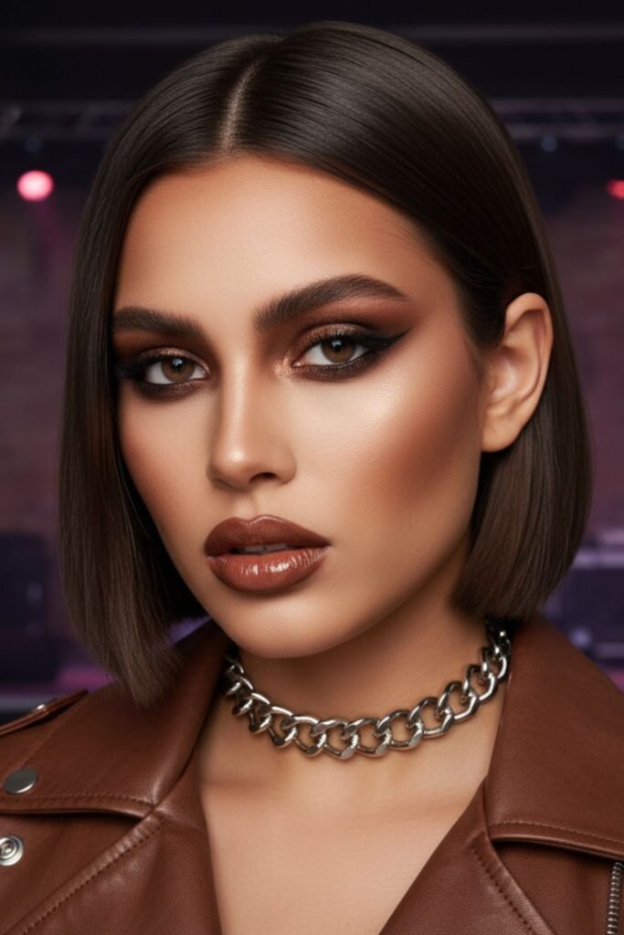 Mocha Brown Grunge Makeup Look