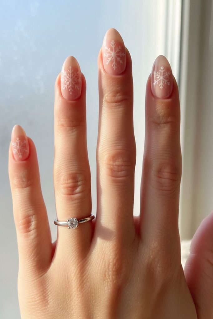 Neutral Snowflake Nails