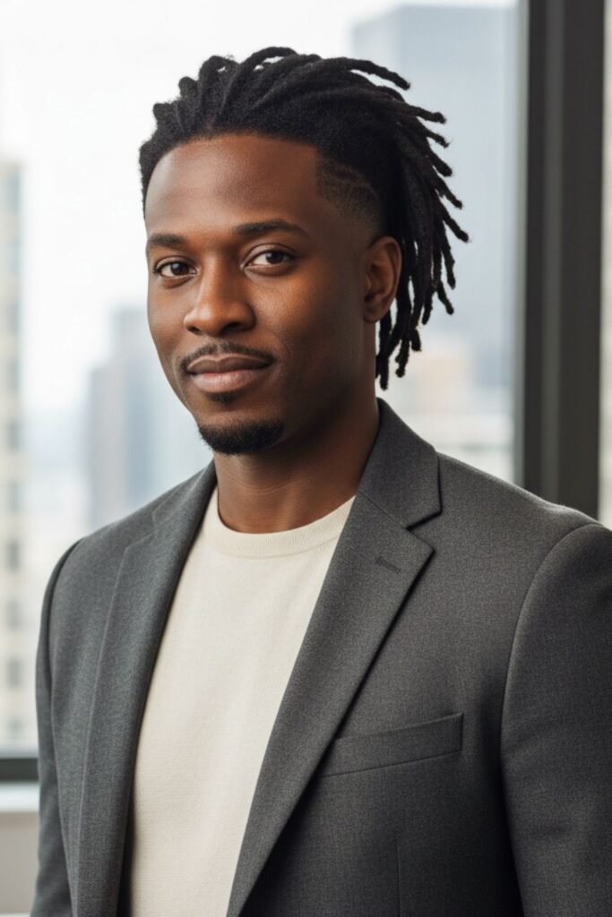 Palm-Rolled Locs with Temp Fade