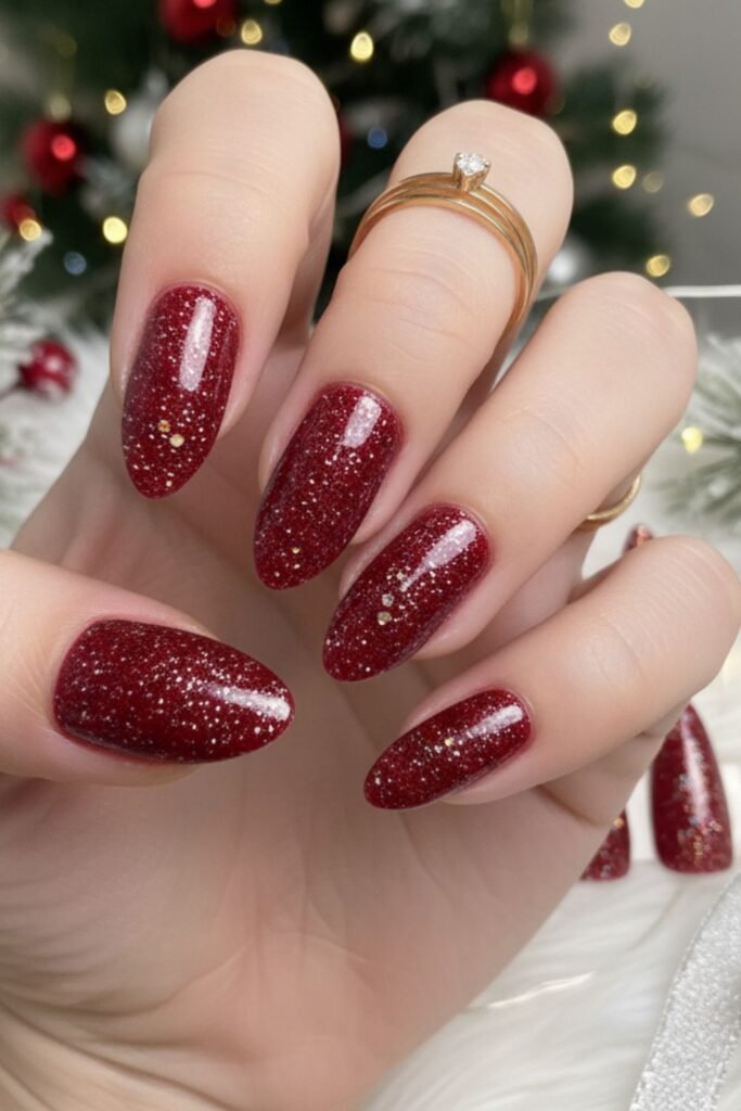 Red Glitter Glam Nails
