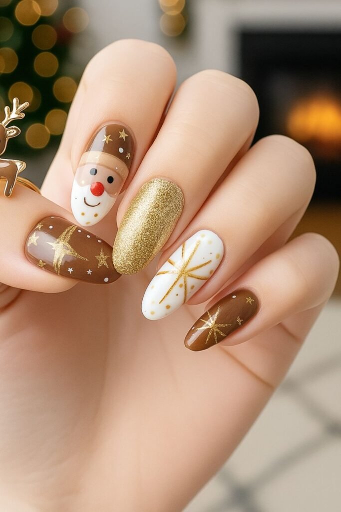 Reindeer Accent Nails