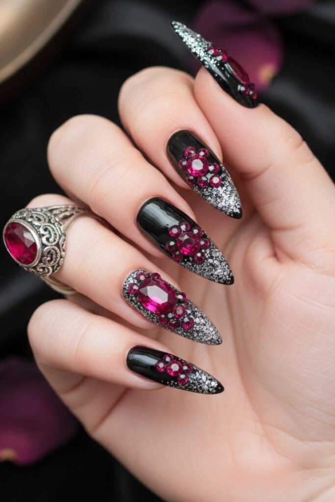 Ruby Gemstone Witch Gothic Nails