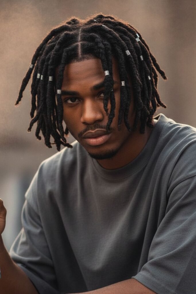 Sectioned Locs with Rubber Bands