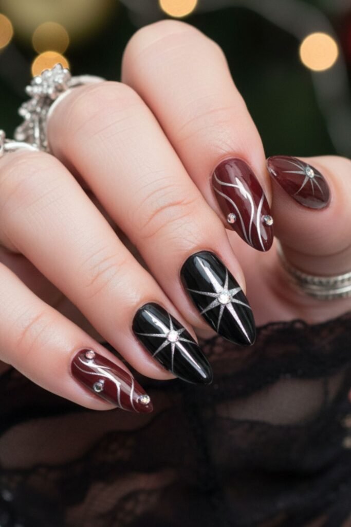 Short Cute Gothic Christmas Nails