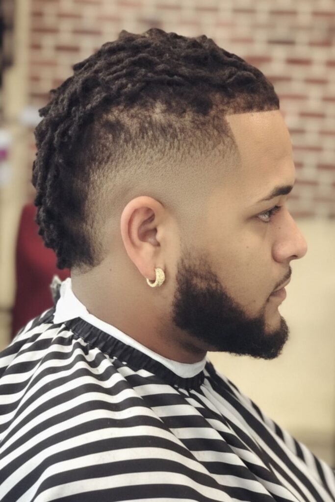 Short Loc Mohawk with Taper Fade