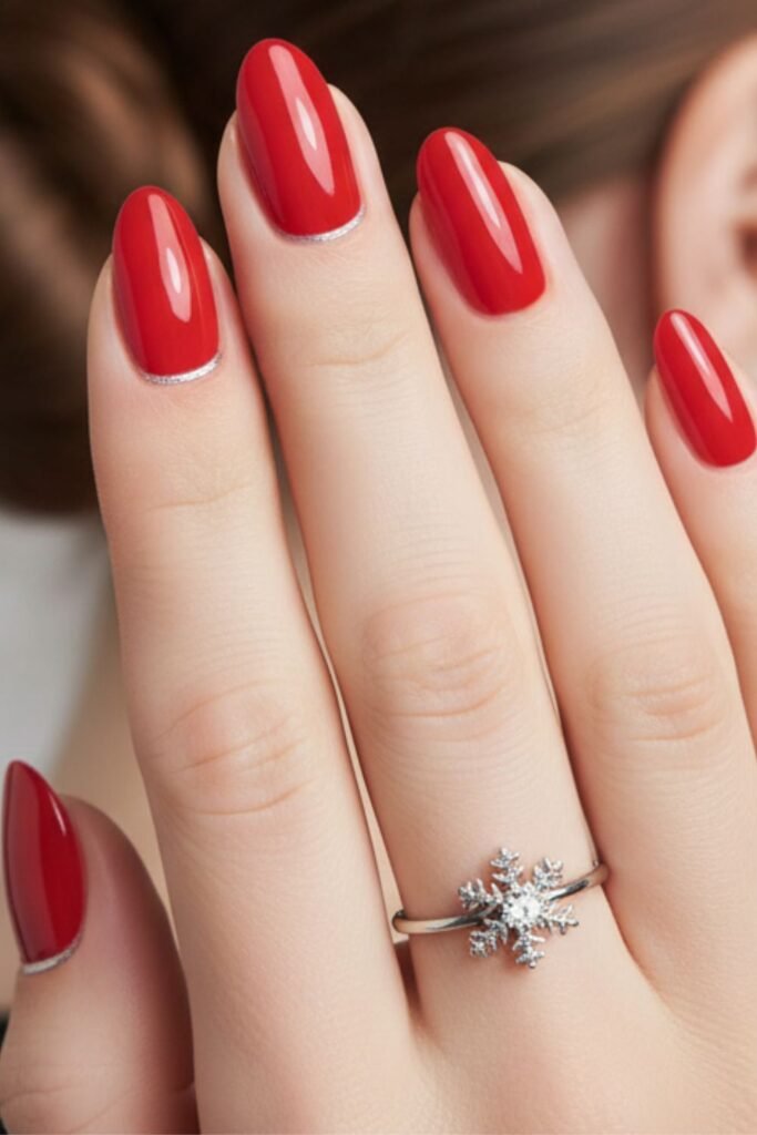 Short Red Christmas Nails