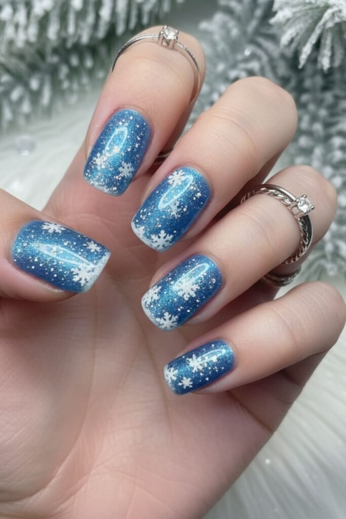 Snow Globe Glitter Nails