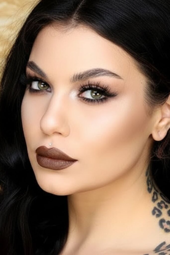 Taupe and Bronze Brown Grunge Makeup Look