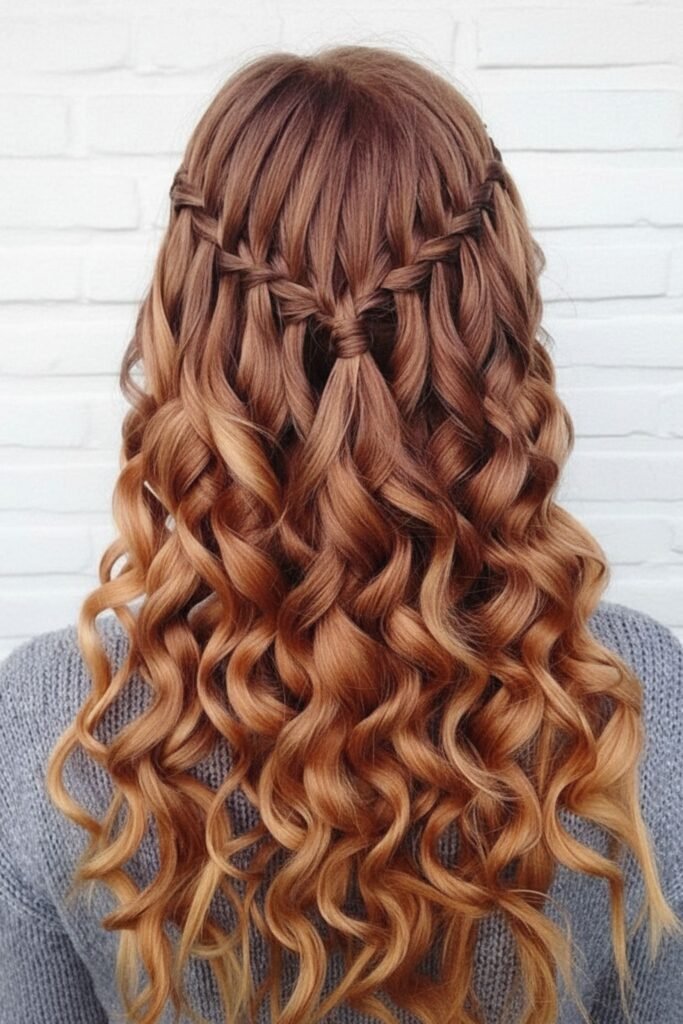 Waterfall Braids with Curls