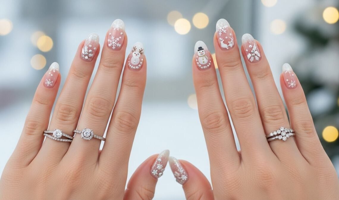 White Christmas Nail