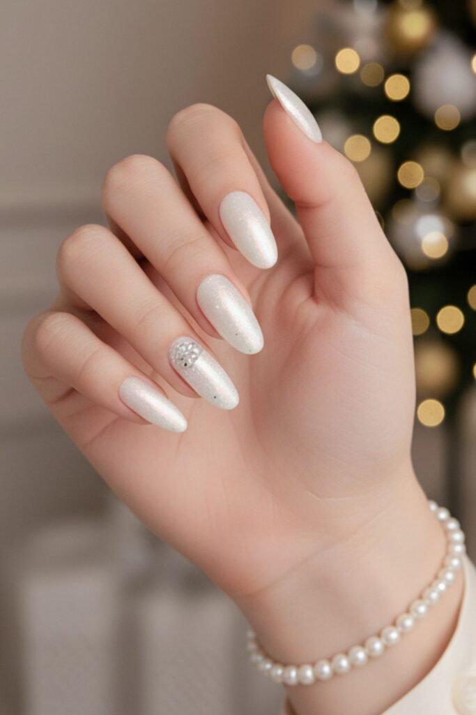 White Pearl Shimmer Nails