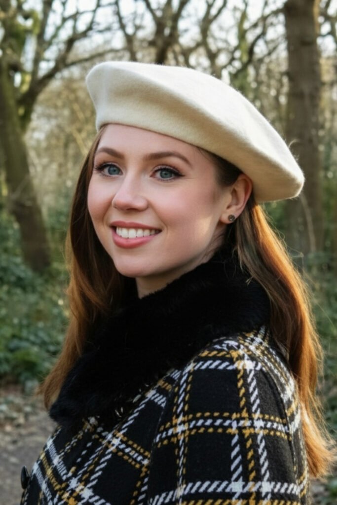 Angled Side Part with Beret