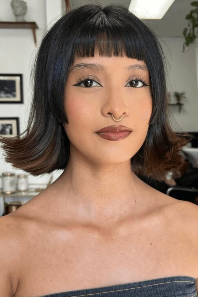 Bell-Bottom Bob With Bottleneck Fringe