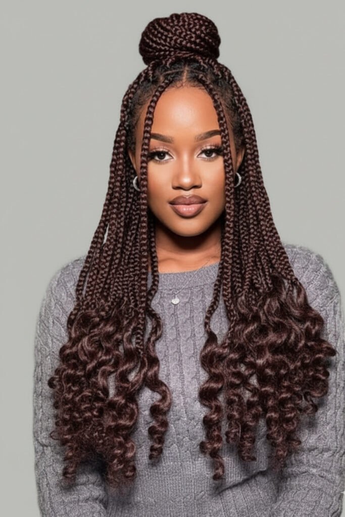 Boho Knotless Braids With Curls