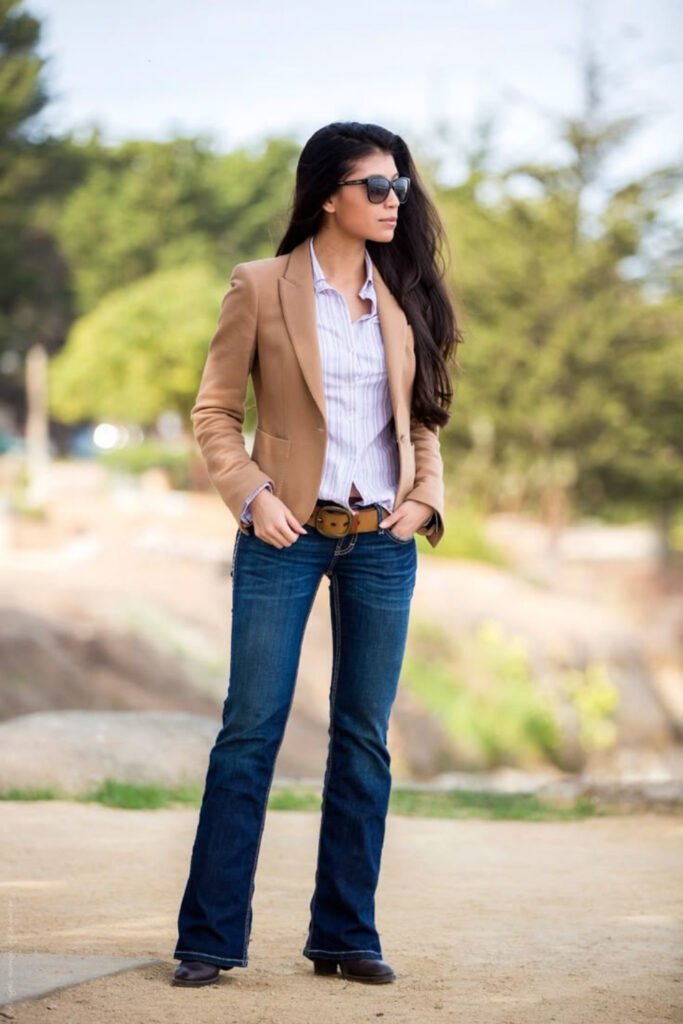 Bootcut Jeans with a Fitted Blazer