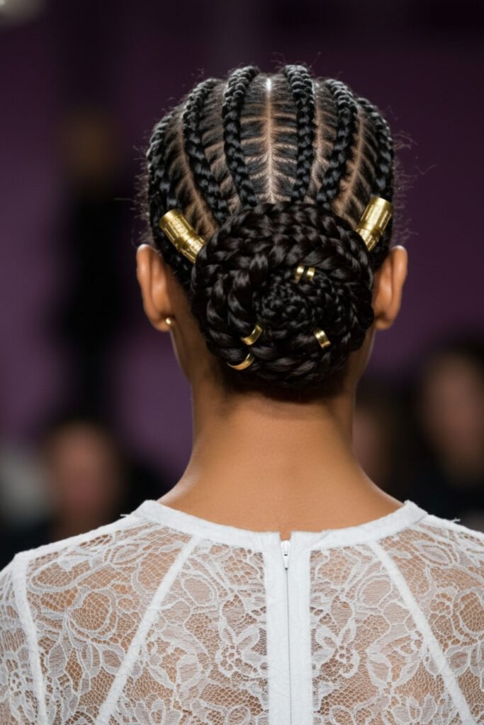 Braided Bun With Gold Clips