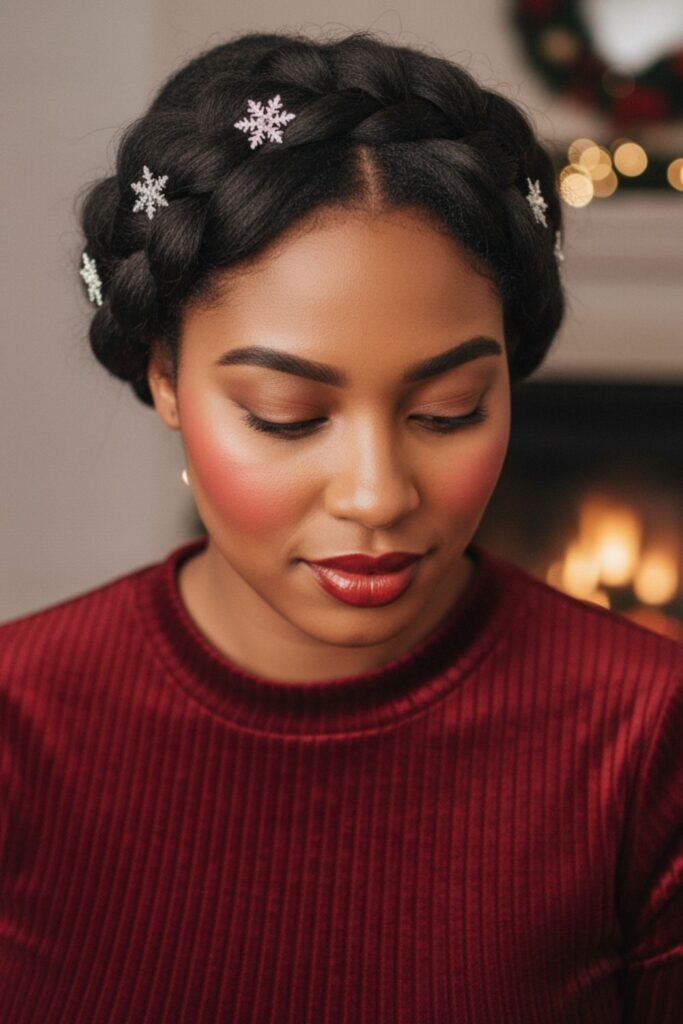 Braided Crown with Snowflake Pins
