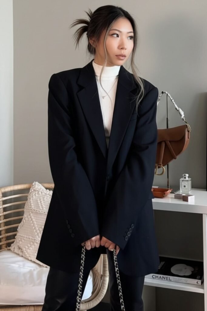 Chic Oversized Blazer and Turtleneck