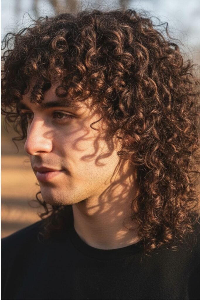Curly Shaggy Mullet For Men