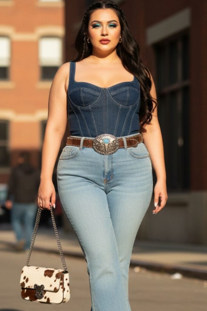Denim-on-Denim with a Statement Belt