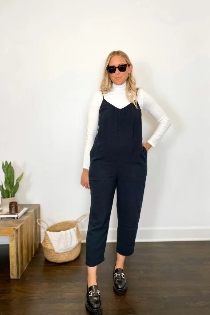 Fisherman-Inspired Layered Turtleneck & Overalls