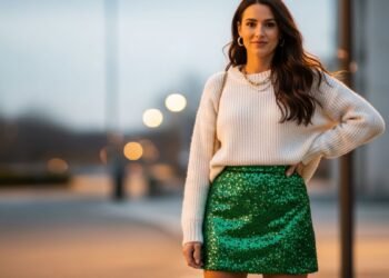 Green Sequin Skirt Outfit