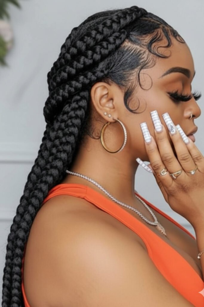 Jumbo Box Braids With Shine