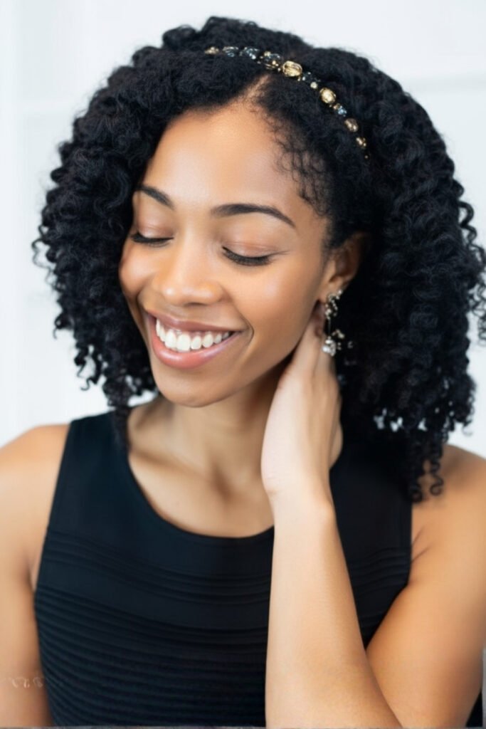 Natural Fro With Sparkly Headband