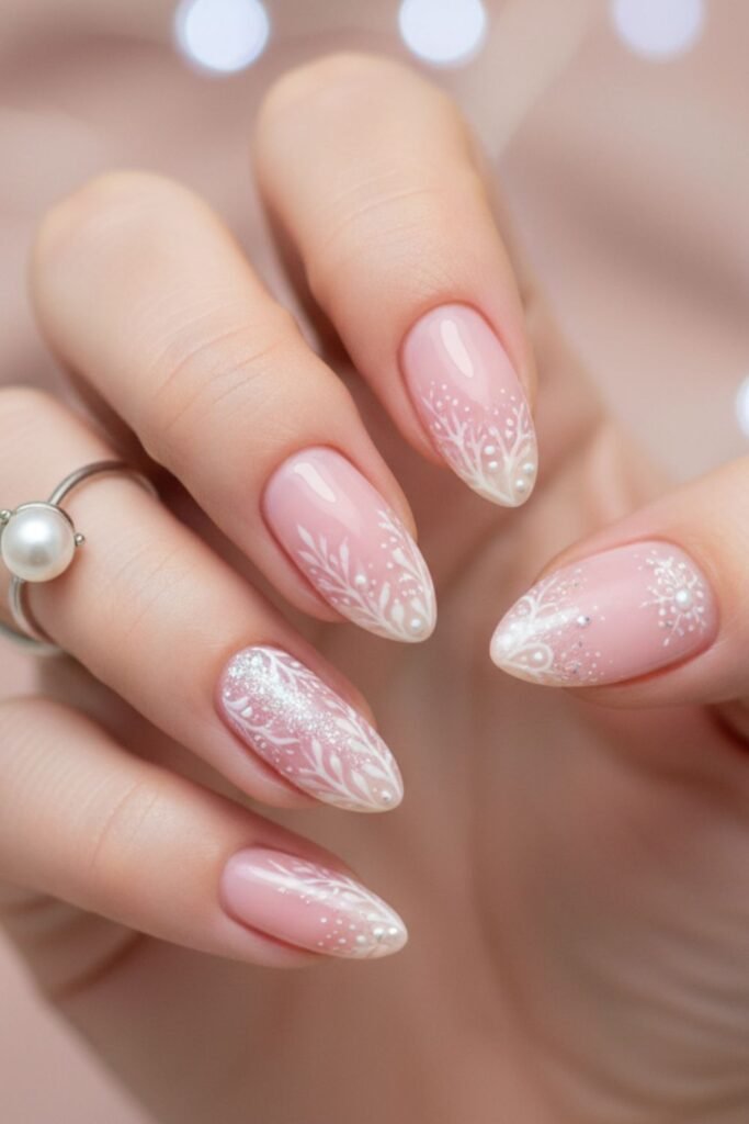 Pink Winter Wonderland Nails