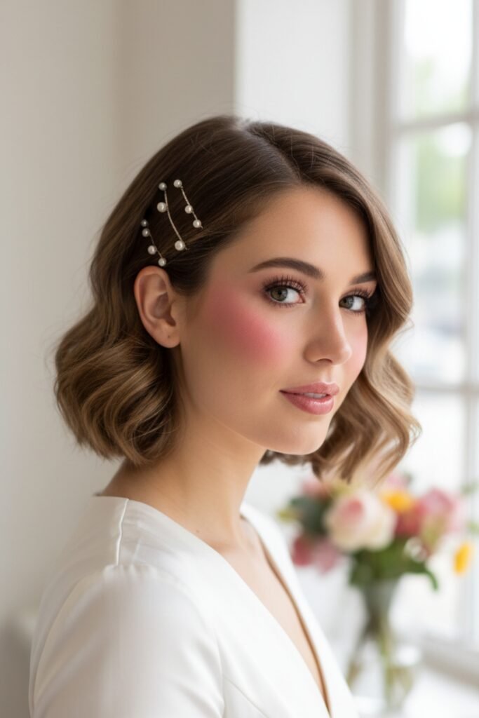 Playful Short Waves With Pearl Pins