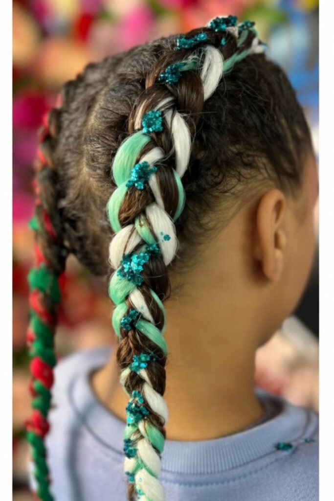 Ribbon Wrapped Braided Ponytail