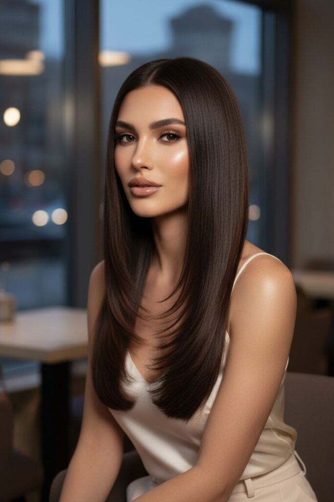 Sleek Straight Hair with Long Layered Swish