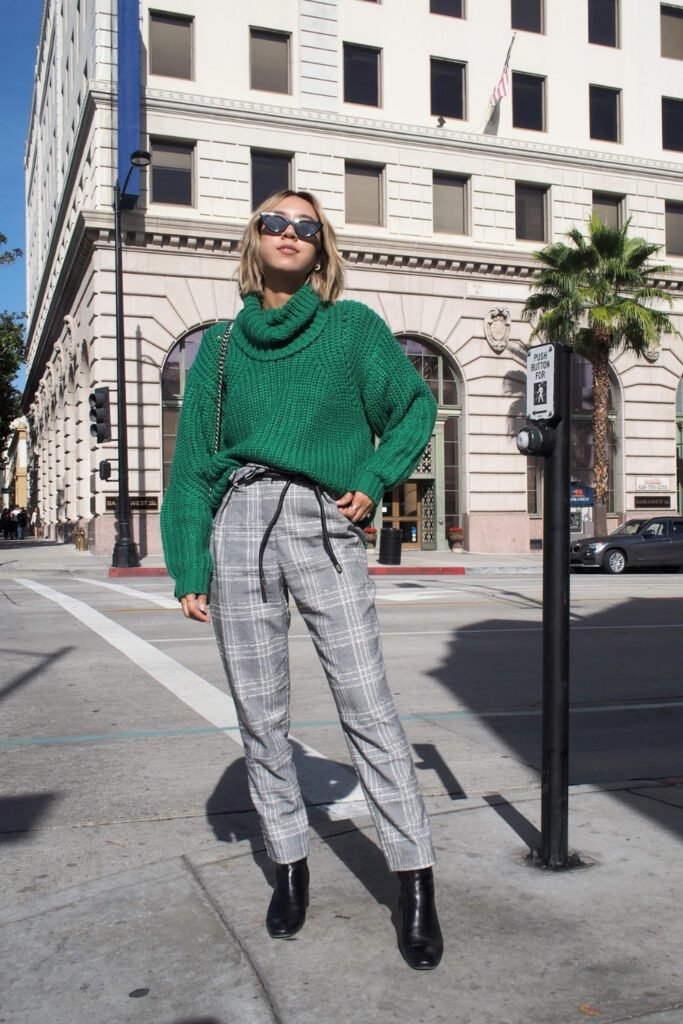The Chunky Knit & Plaid Trousers Combo