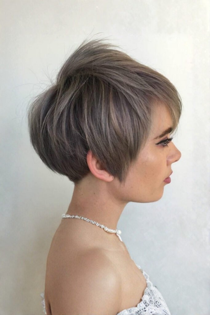 Ash Brown Undercut Pixie for Fine Hair