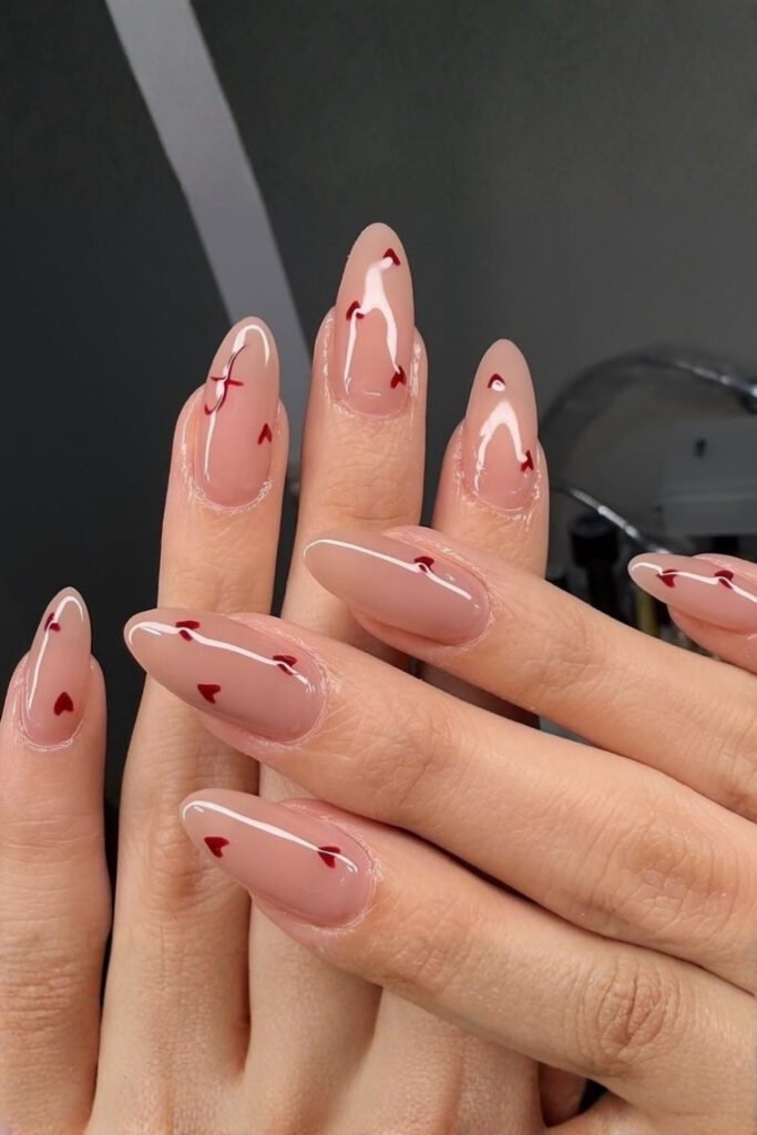 Blush Nude With Floating Heart Detail