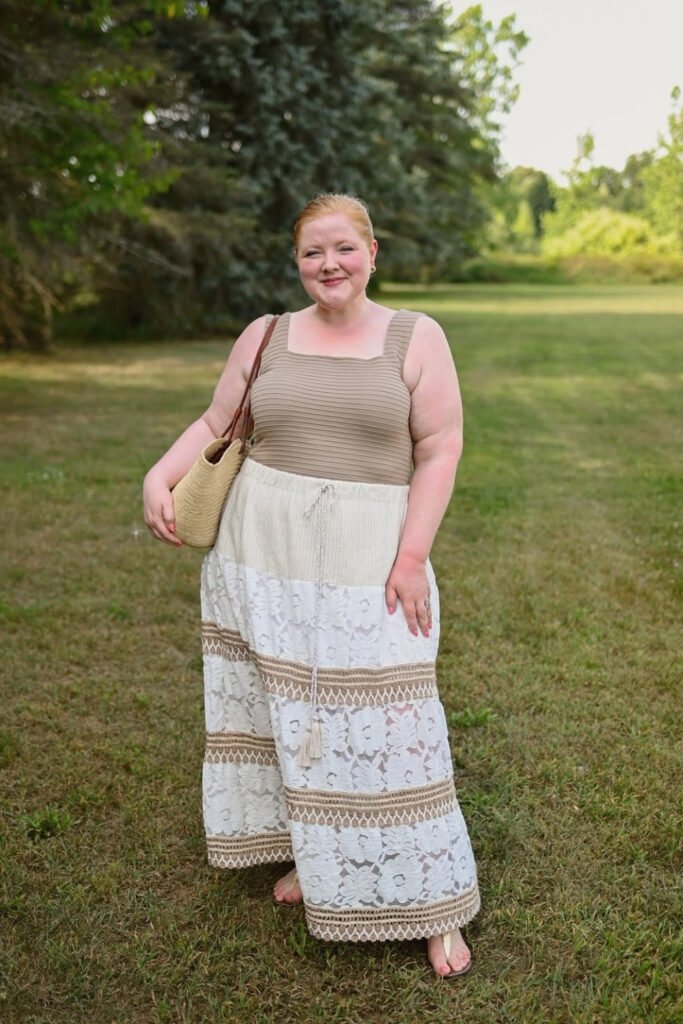Boho Maxi Skirt with a Cropped Tank and Kimono