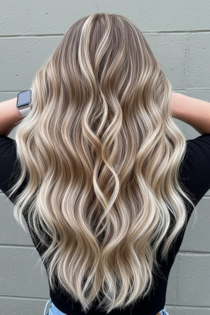 Creamy Beige Balayage with Soft Waves