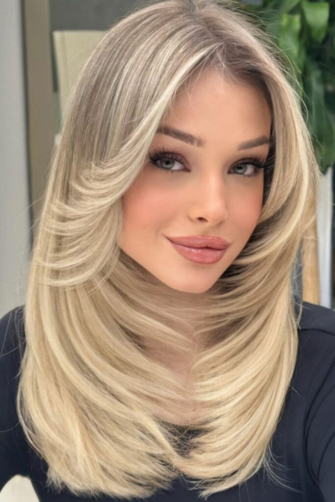 Creamy Blonde with Feathered Layers
