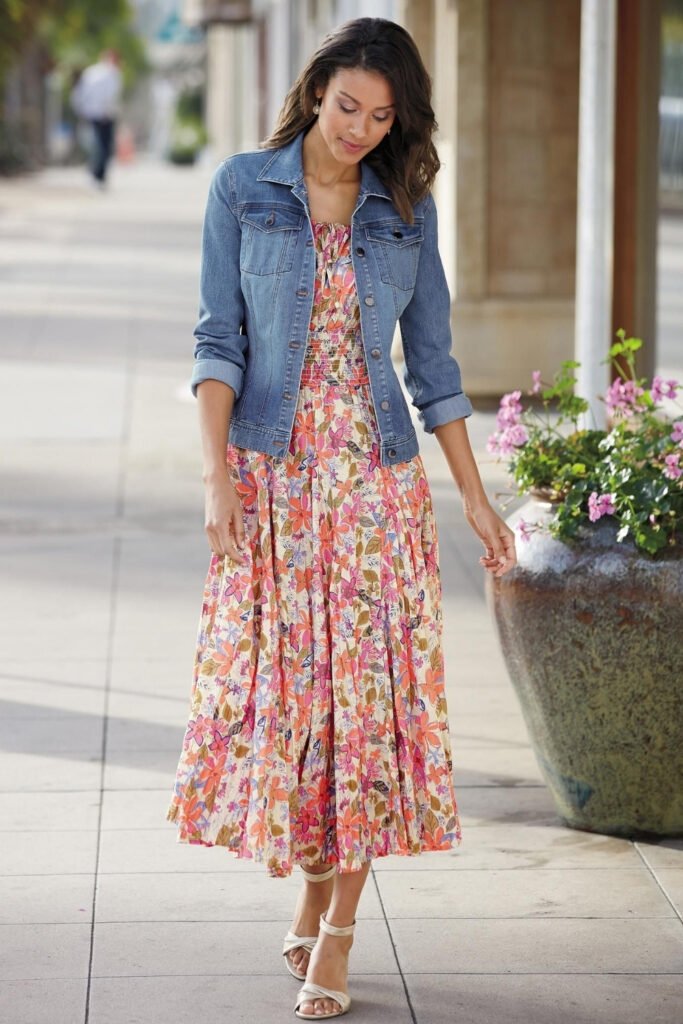 Denim Jacket & Floral Maxi Dress