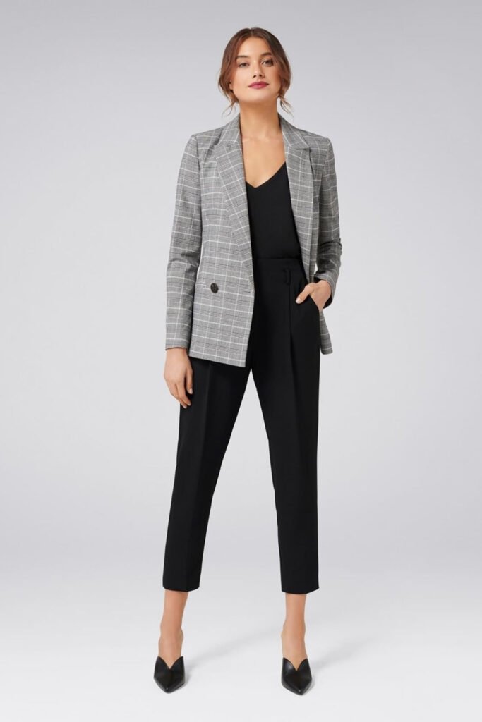 Double-Breasted Blazer & Satin Camisole