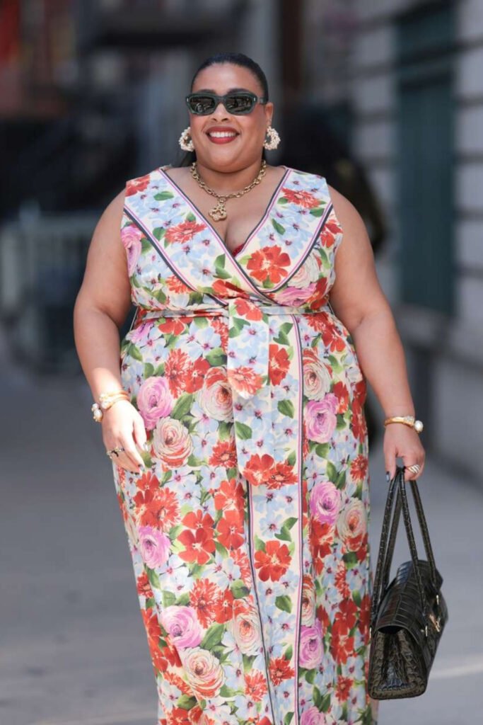 Floral Wrap Midi Dress with Strappy Sandals