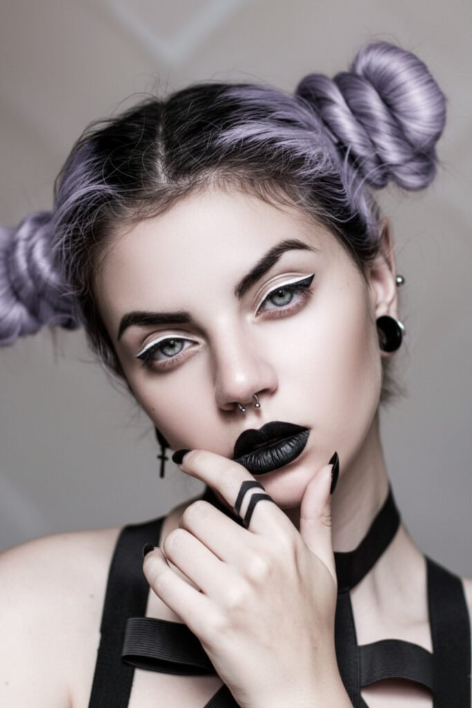 Goth-Inspired Grunge with Black Lipstick
