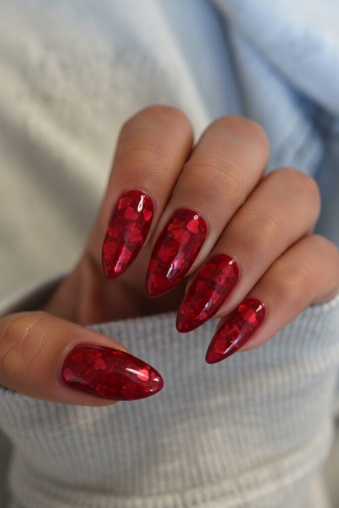 Jelly Heart Glow Nails