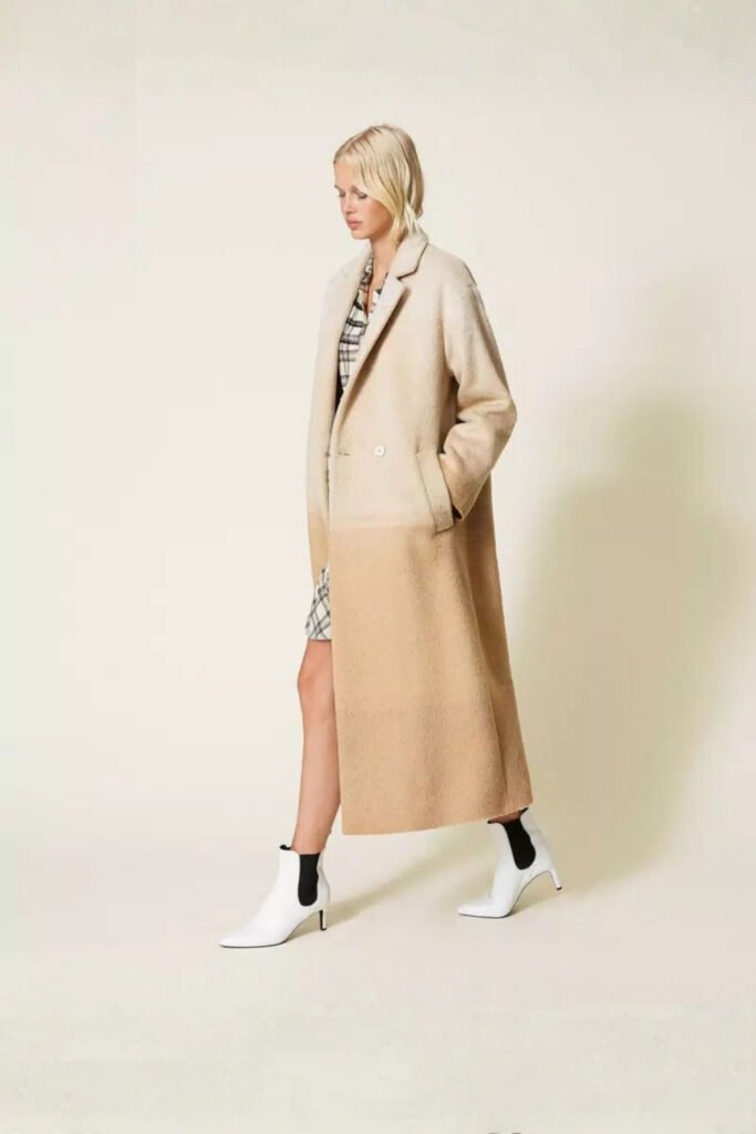 Long Wool Coat & Fitted Knit Set