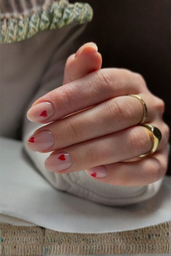 Minimal Nude Square Valentine Nails