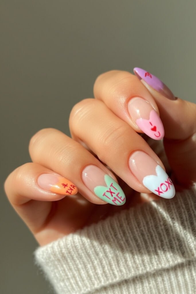 Pastel Love Confetti Nails