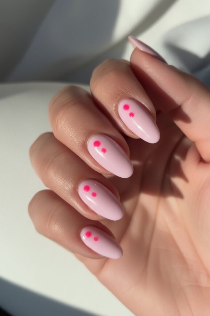 Pastel Pink Love Dots Nails
