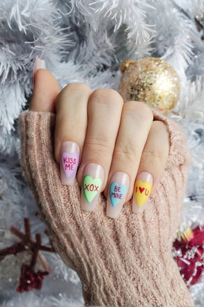 Playful Candy Heart Nails