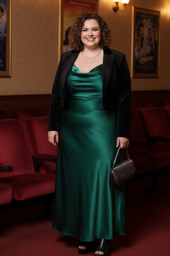 Satin Slip Dress with a Cropped Blazer